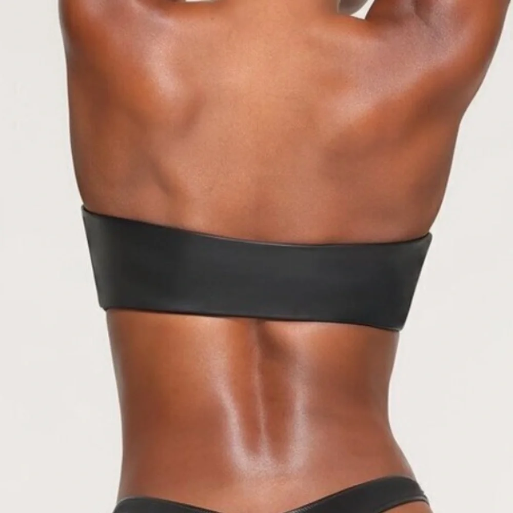 SKIMS Micro (B13) Pleather Swim Bandeau Top Onyx NWT Size XL
